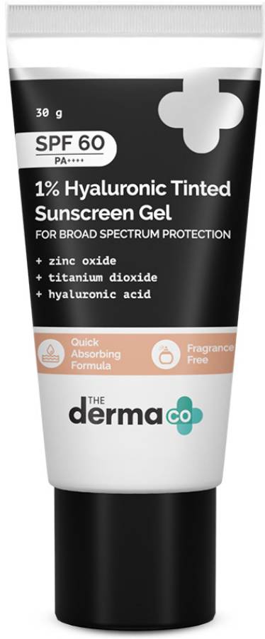 The Derma Co 1% Hyaluronic Tinted Sunscreen SPF 60 Gel, PA++++, No White Cast, Lightweight - SPF 60 PA++++ Price in India