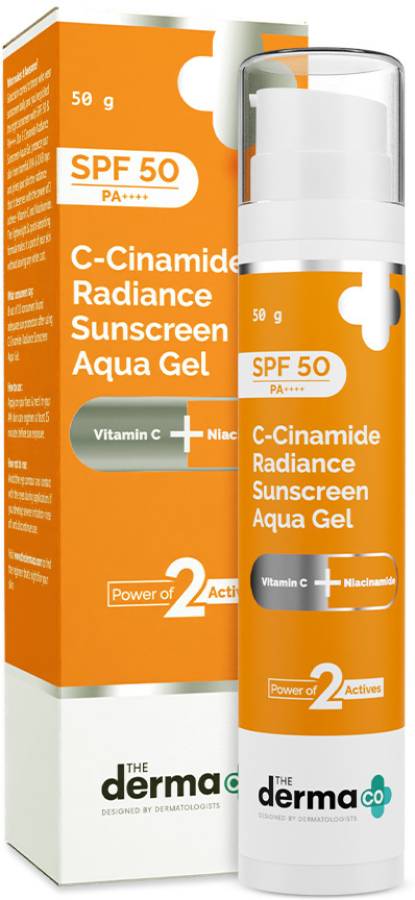 The Derma Co C-Cinamide Sunscreen Aqua Gel, with Vitamin C & Niacinamide, No White Cast - SPF 50 PA++++ Price in India