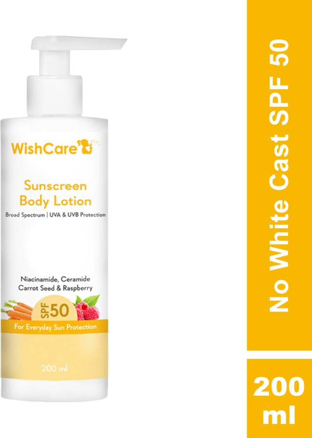 WishCare SPF50 Sunscreen Lotion - Broad Spectrum UVA & UVB Protection- No White Cast - SPF SPF50 PA+++ Price in India