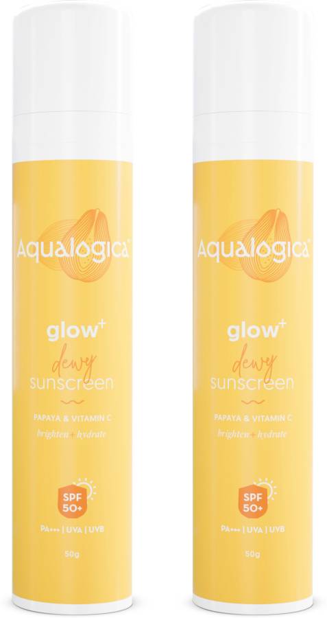 Aqualogica Glow+ Dewy Sunscreen with SPF 50 for UVA/B & Blue Light Protection - Pack of 2 - SPF SPF 50 PA+++ Price in India