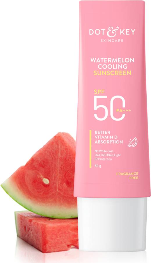 Dot & Key Watermelon Hyaluronic Cooling Sunscreen SPF 50 PA+++, Lightweight, No White Cast - SPF 50 PA+++ Price in India