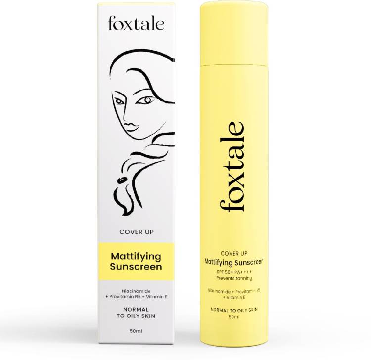 Foxtale CoverUp SPF 50+ Broad Spectrum Matte Sunscreen with Niacinamide - 50ml - SPF 50 + Formulated with Vitamin B3, B5 and E PA++++ Price in India