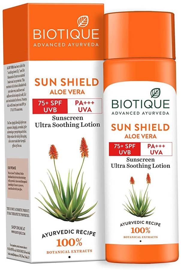 BIOTIQUE SUN SHIELD ALOE VERA 75+SPF Sunscreen Lotion - SPF 75 PA+ Price in India