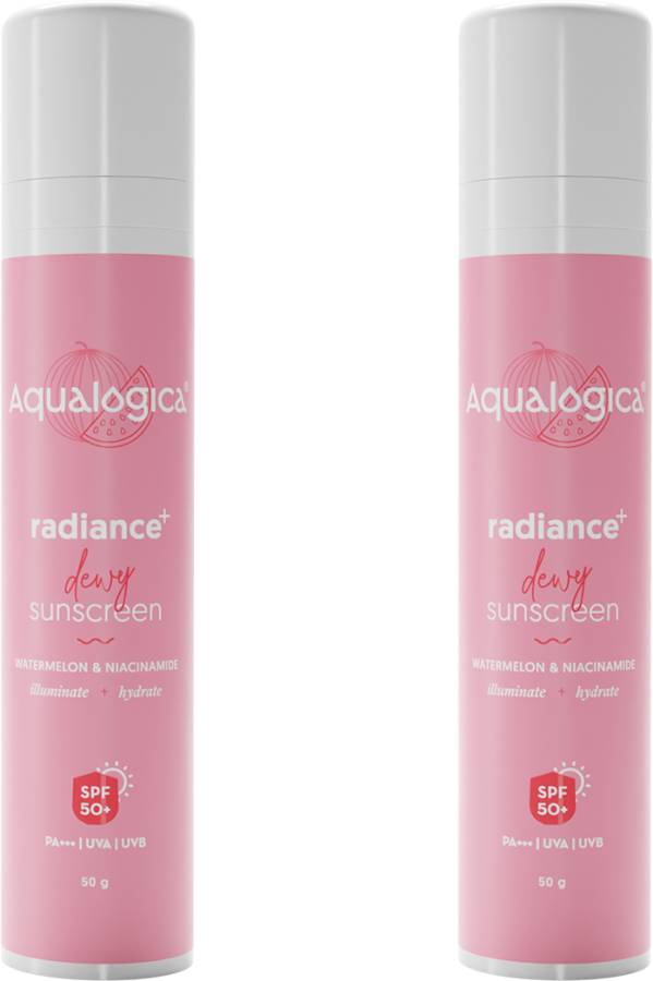 Aqualogica Ray of Radiance Duo (2 Pck Dewy Sunscreen SPF 50 with Watermelon & Niacinamide) - SPF 50 PA++++ Price in India