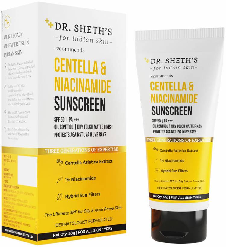 Dr. Sheth's Centella & Niacinamide Oil & Acne Control Sunscreen for Oily & Acne-Prone Skin - SPF 50 PA+++ Price in India