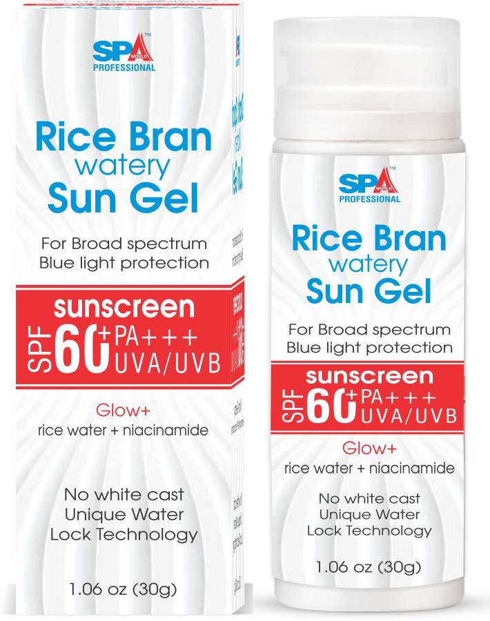 SPA Professionals Rice Bran Watery Sun Gel Sunscreen No White Cast Non Greasy Light Weight - SPF 60 PA++++ Price in India