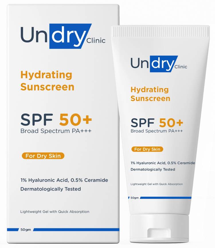 Undry Hydrating Sunscreen for Dry Skin (50g) Lightweight, Photostable & Broad Spectrum - SPF 50+ PA+++ Price in India