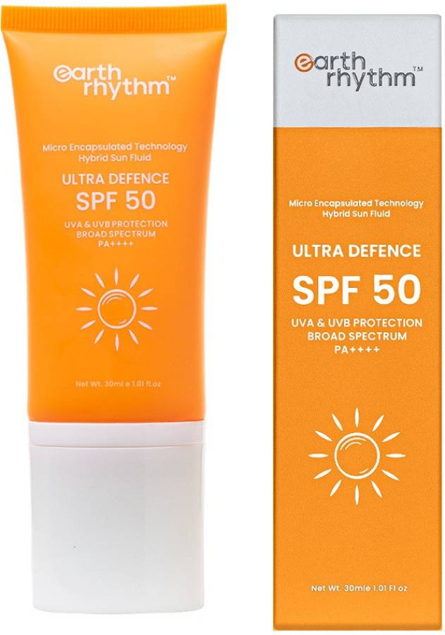 Earth Rhythm Sunscreen SPF 50 for All Type Skin, PA++++, Non Sticky, Non Greasy - 30 ml - SPF SPF 50 Tube 30ml PA++++ Price in India
