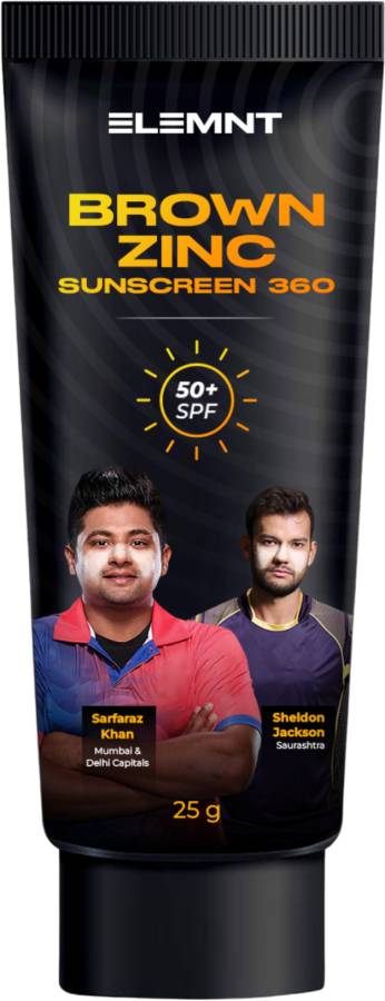 Elemnt Life Brown Zinc Sunscreen 360 - Zinc Oxide Sunscreen for Cricketers - SPF 50 PA+++ Price in India