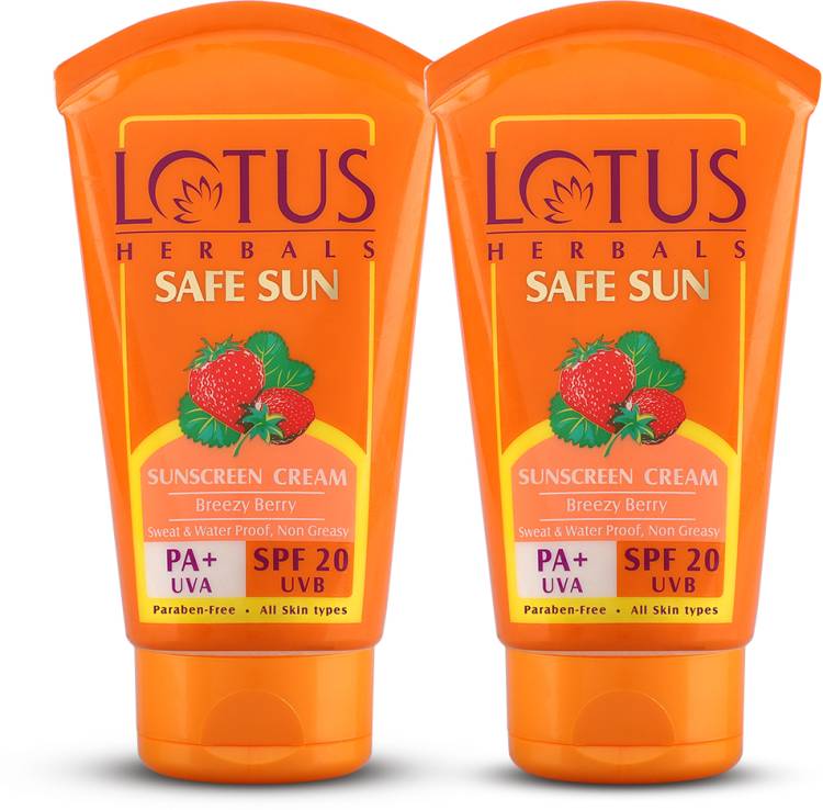 Lotus Herbals Safe Sun Sunscreen Cream - Breezy Berry SPF 20 PA+| Sweat & Waterproof - SPF 20 PA+ Price in India
