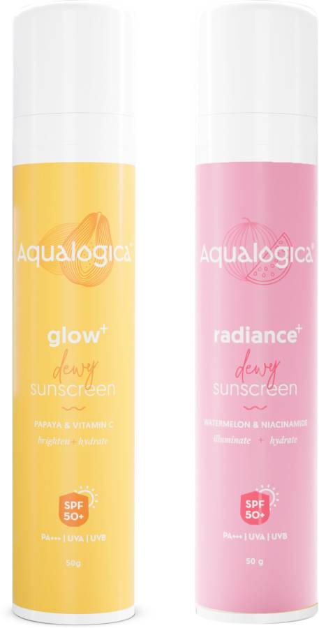 Aqualogica Glow+ Dewy Sunscreen and Radiance+ Dewy Sunscreen with SPF 50 PA+++ Combo Pack - SPF SPF 50 PA+++ Price in India