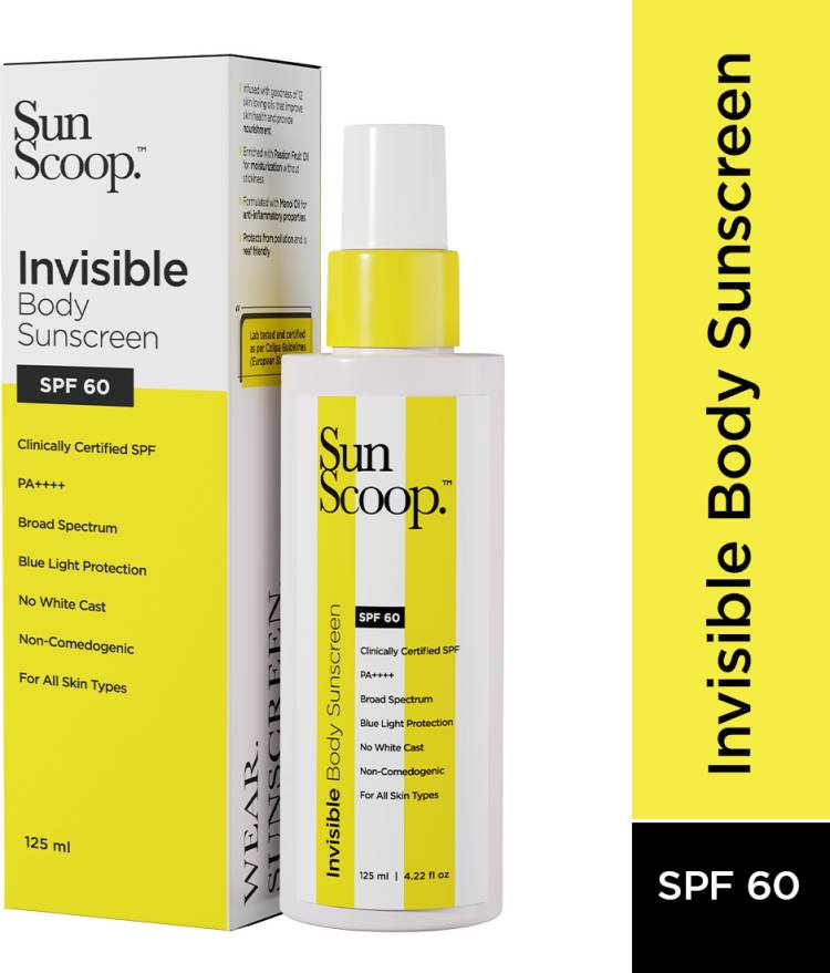SunScoop Invisible Body Sunscreen | SPF 60 PA ++++ | Sweat Water Resistant | Transparent - SPF 60 PA+++ Price in India