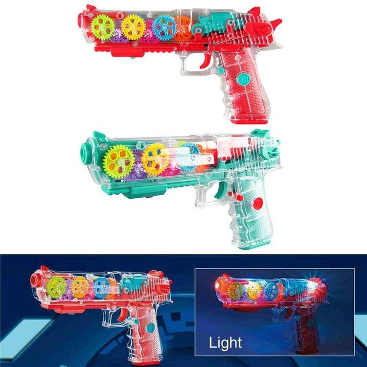 mega star Concept Musical Transparent Glow Gear Gun with 3D Lights and Music