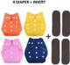 kogar Washable Reusable Adjustable Cloth Diaper Nappy For New Born (4Diaper+4Insert Black) 1
