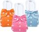 MOM'S PRIDE Reusable Solid Pocket Cloth Diapers With Microfiber Inserts Pack of 3 (Multicolor) 1