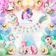 ZYOZI Unicorn Birthday Banner Supplies Combo for Unicorn Pastel Balloons 1