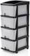 TEX-RO Chest of Drawers : Grey & Black 4 Layer Plastic Free Standing Chest of Drawers 1