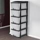 TEX-RO Chest of Drawers : Grey & Black 5 Layer Plastic Free Standing Chest of Drawers 4