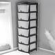 TEX-RO Chest of Drawers : Grey & Black 6 Layer Plastic Free Standing Chest of Drawers 4