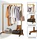 LEOPAX Bamboo Rolling Garment Rack with 2 Side Hook Clothe Rail with Shoe Storage Shelf Bamboo Coat and Umbrella Stand 5