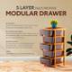 RANGILA 5 Layer Brown Foldable Cabinet Plastic Cupboard Storage Plastic Modular Drawer Plastic Free Standing Chest of Drawers 3