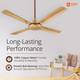 Orient Electric QUADRO ORNAMENTAL GOLDEN CHOCOLATE 1200MM 4 BLADE with 2 Year Warranty Ultra High Speed 1200 mm Ceiling Fan 3