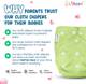 LILTOES Reusable Cloth Diaper + 2 Bamboo Charcoal Inserts - Green Color 4