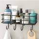 Zolento Self-Adhesive Bathroom Shelf, Rustproof Wall Storage Rack with 4 Hooks Iron Wall Shelf 2
