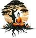 CreativeEdge 61 cm Buddha sitting under a bodhi tree Self Adhesive Sticker 1