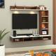 FURNIWUD Briza Wall Mounted TV Unit with 4 LED Lights,9 Open Display Boxes & Shelf Design Engineered Wood TV Entertainment Unit 1