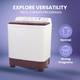 Haier 7 kg Anti Bacterial Vortex Pulsator, 1300 RPM, Spray Function, Wash Programs, Magic Filter, Rat Mesh Semi Automatic Top Load Washing Machine Maroon, White 3