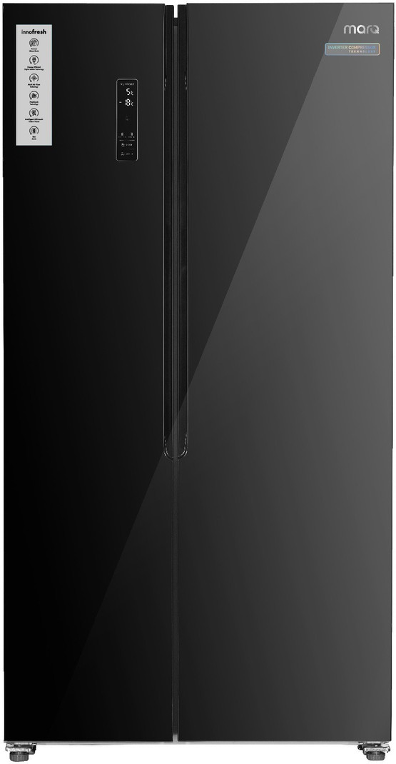 MarQ by Flipkart 563 L Frost Free Side by Side Refrigerator  (Black Glass, 563GSMQBG)