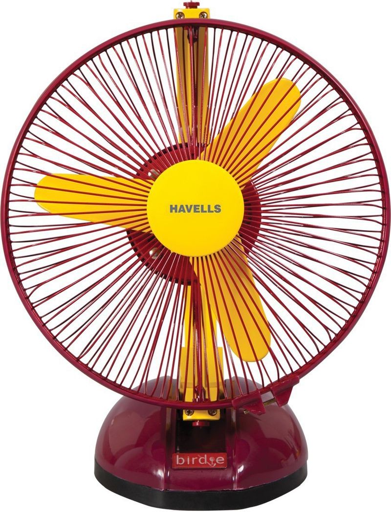 HAVELLS 230 MM BIRDIE PERSONAL YELLOW MR FAN with 2 Year Warranty Table Fan (Yellow Maroon | Pack of 1)