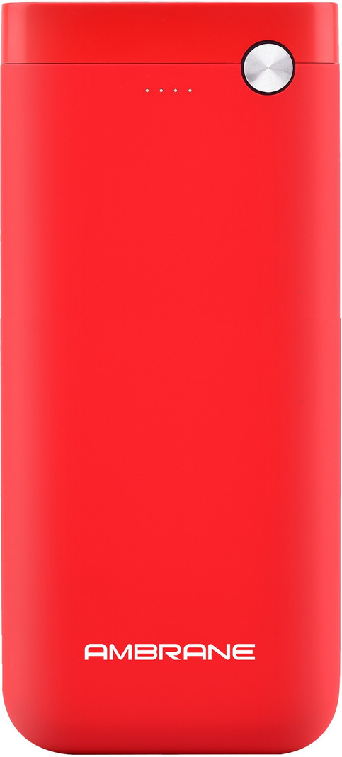 Ambrane 20000 mAh 10 W Power Bank Red, Lithium Polymer, Fast Charging for Mobile, Laptop, Tablet, Earbuds, Smartwatch, Smartband, Speaker, Trimmer