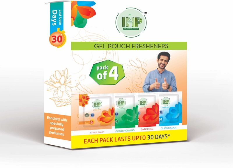 IHP Rose, Citrus, Jasmine, Lavender Refill ISHAN_GEL_POUCH_AIR POCKET FRESHNER- 4 PCS COMBO PACK (4 x 10 g)