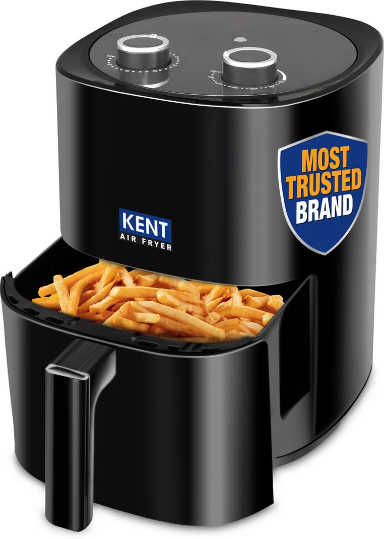 KENT Ultra Air Fryer 4L 1300W | Fry, Bake, Grill & Roast | Up to 80% Less Oil Usage | Rapid Heat Circulation | Adjustable Temperature Control Knob 80 to 200 | Auto Cut-Off Air Fryer (4 L)