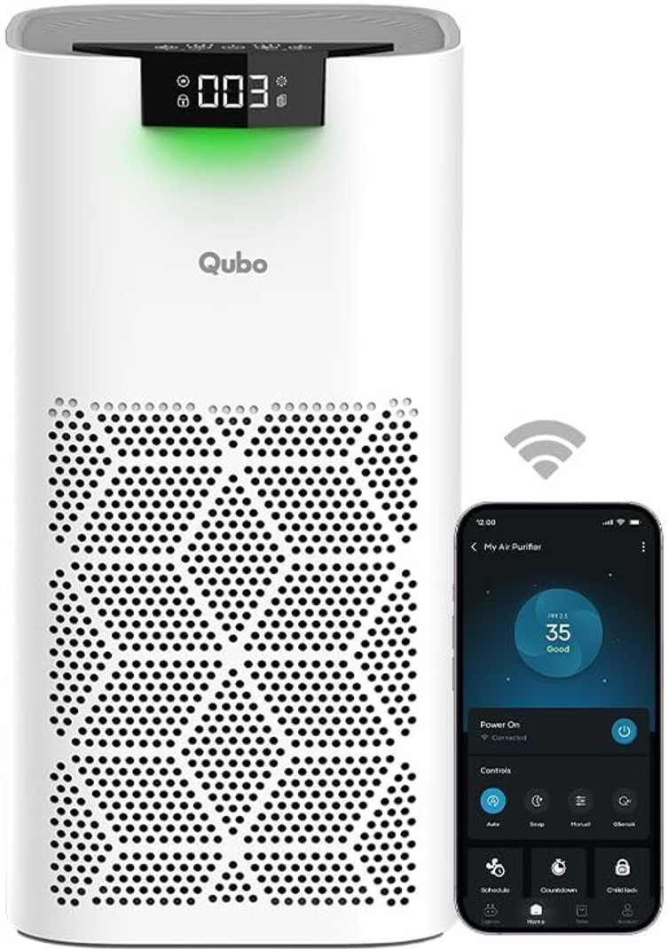 qubo smart air purifier q500 500 sqft hepa 13 app voice control room