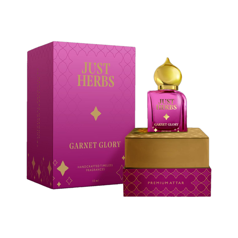 Just Herbs Garnet Glory Premium Attar ,Non-Alcoholic , Long lasting Floral Attar (Woody, Oud (agarwood), Sandalwood)