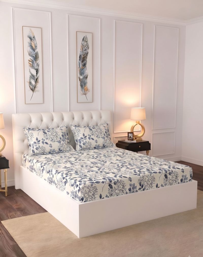 Raymond Home Microfiber Double Flat 110 TC Floral 1 Bedsheet (Multicolor)