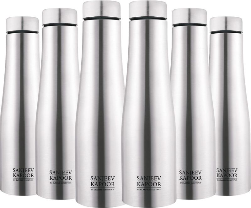 Classic Essentials Stainless Steel Puro Water Bottle 1000ml(Pack of 6) 1000 ml Steel Bottle (Pack of 6, Silver)