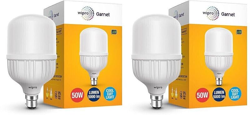 Wipro 50 W Basic Standard B22 LED Bulb (White, Pack of 2)