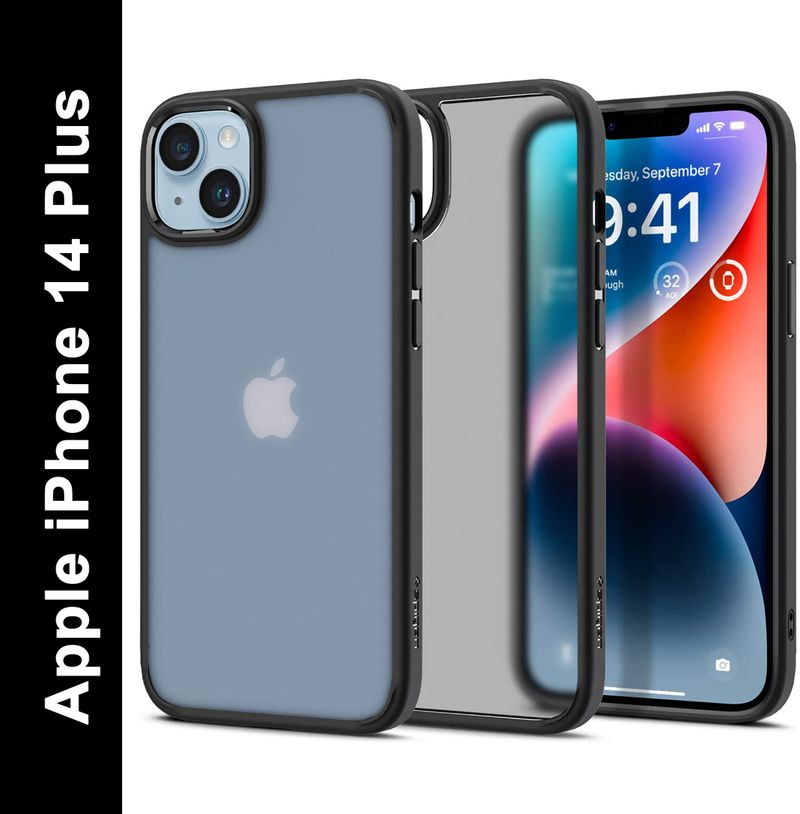 Spigen Ultra Hybrid Back Cover for Apple iPhone 14 Plus (Black, Shock Proof, Thermoplastic Polyurethane, Polycarbonate, Pack of: 1)