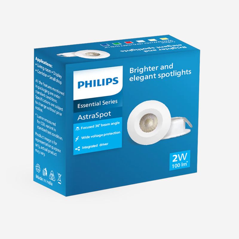 PHILIPS 2W LED AstraSpot Integrated GEN 2 (WW) Ceiling Light Ceiling Lamp (White)