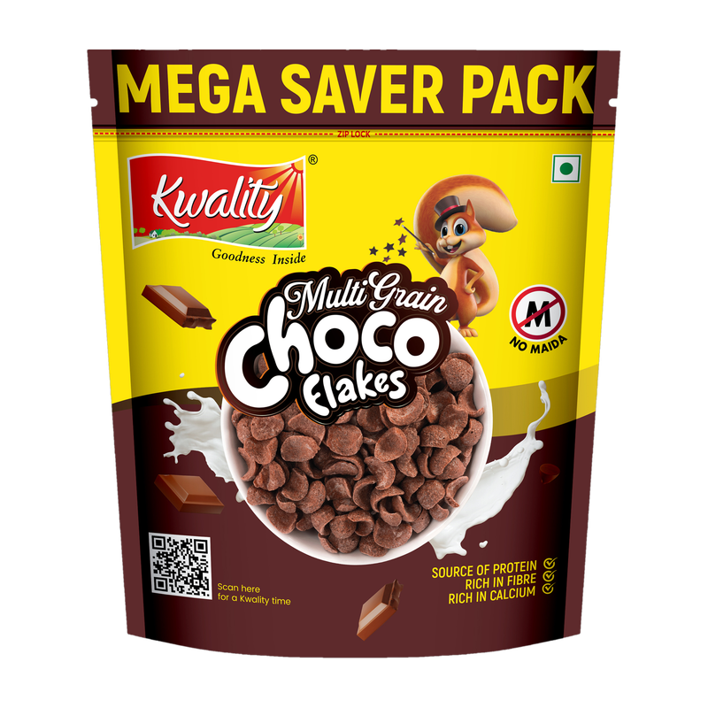 Kwality Multigrain choco flakes ,Made with Whole Wheat Pouch (1 kg)