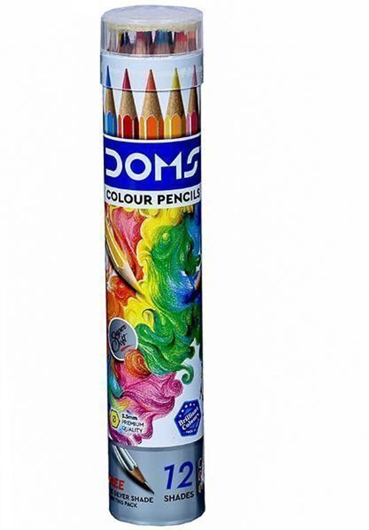 DOMS Non-Toxic Super Soft 12 Shades Round Tin Round Shaped Color Pencils (Set of 3, Multicolor)
