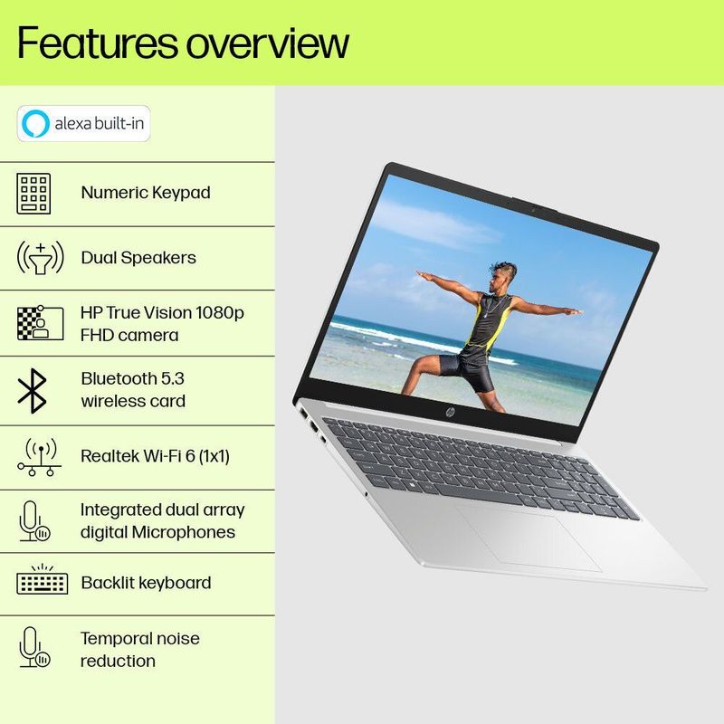 HP 15s Intel Core i5 13th Gen 1335U 15.6-inch Laptop, 8GB/512GB, White - Image 6