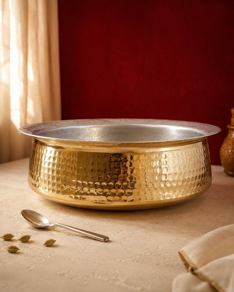 TamraSpiceCo Brass Lagan Large Handcrafted Cooking - Image 3