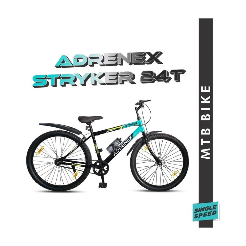 Adrenex Stryker 24T | 85% Pre-Assembled 24 T (inch) Mountain Cycle (Single Speed, Blue, Rigid)