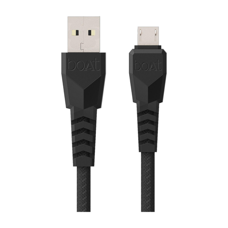 boAt Micro USB Cable 3 A 1.5 m Micro USB 50 (Compatible with Mobile, Tablet, BT speakers, Powerbank, game consoles, Black, Pack of: 2, USB Type A To Micro USB)