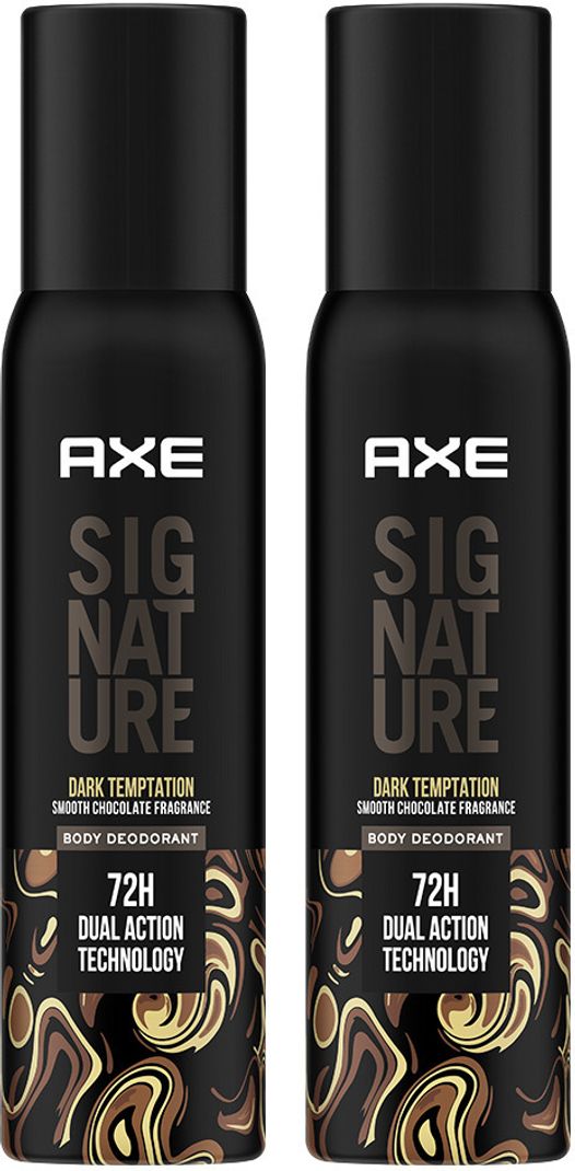 AXE SIGNATURE Dark Temptation Deodorant No Gas Body Perfume Deodorant Spray - For Men (400 ml, Pack of 2)
